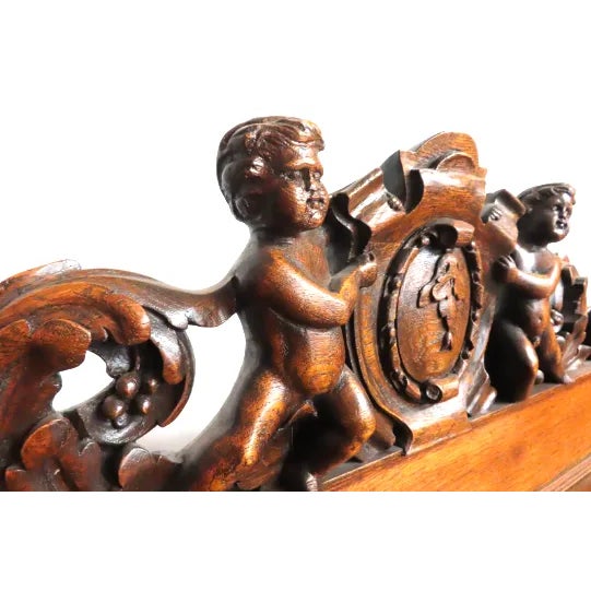 Wood Antique Victorian Horner Carved Oak Sideboard With Fitted Drawer For Sale - Image 7 of 10