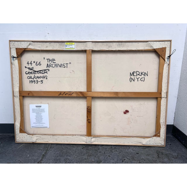 Circa 1993-95 Richard Merkin "The Archivist" Oil on Canvas Art Work, Signed For Sale - Image 10 of 12