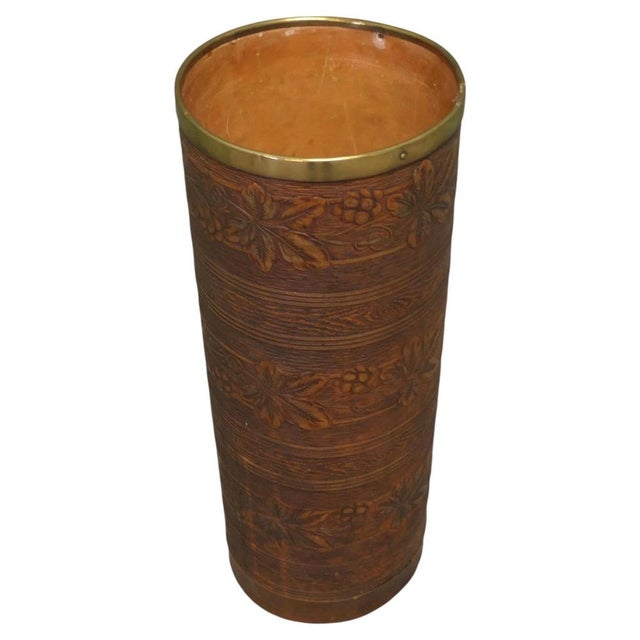 Brown Vintage Simulated Leather Umbrella Stand, 1970 For Sale - Image 8 of 8