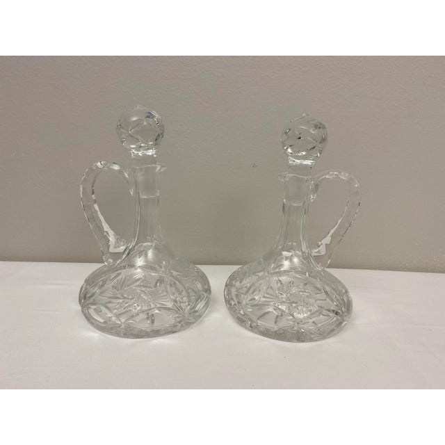 Antique French Crystal Cruet Set, Oil & Vinegar Service For Sale - Image 11 of 11