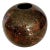 Brown Round Modern Art Studio Ceramic Vase With Gold and Orange Accenting For Sale
