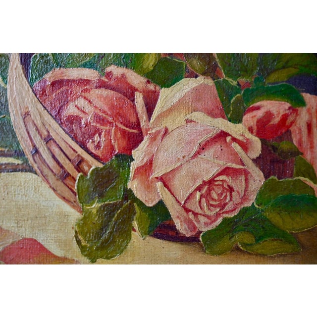 E. Durmann, Academic Roses, 1926, Oil Painting on Canvas, Framed For Sale - Image 3 of 7