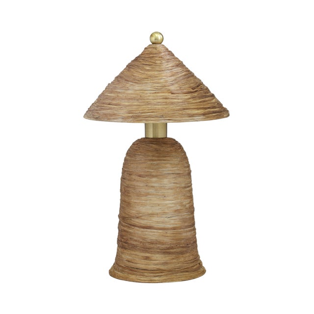 Metal Coco Natural Coconut Fiber Pointed Table Lamp For Sale - Image 7 of 7