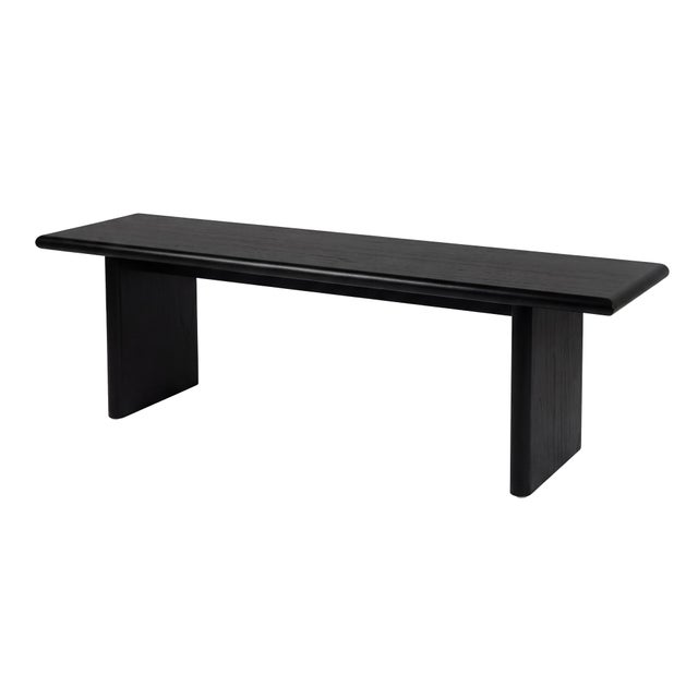 Black Halsmstad 64 in. W Wood Dining Bench, Black For Sale - Image 8 of 8