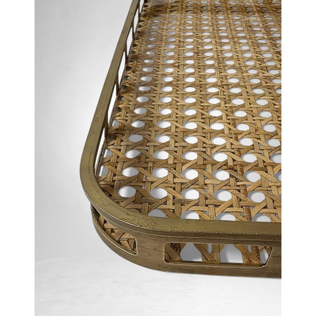 Christian Dior Style Lucite and Vienna Straw Italian Tray For Sale - Image 11 of 18