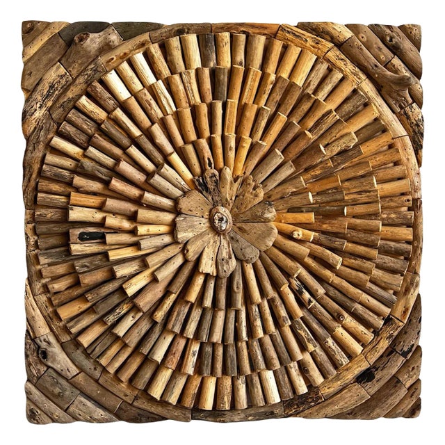 Vintage Driftwood Square Design Rustic Coastal Wall Art For Sale