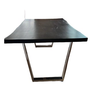 Custom Live Edge Walnut Dining Table With Chrome Legs For Sale
