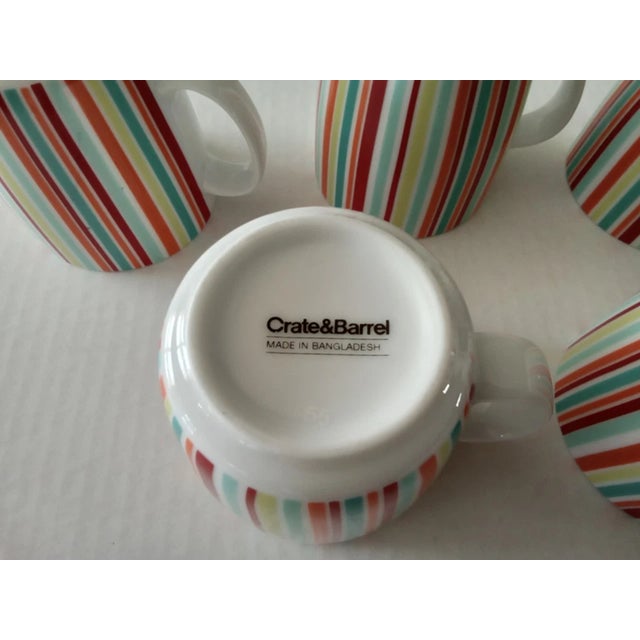 Crate & Barrel Vintage Mid-Century Modern Crate & Barrel Vertical Stripe Coffee Tea Mugs -Set of 5 For Sale - Image 4 of 5