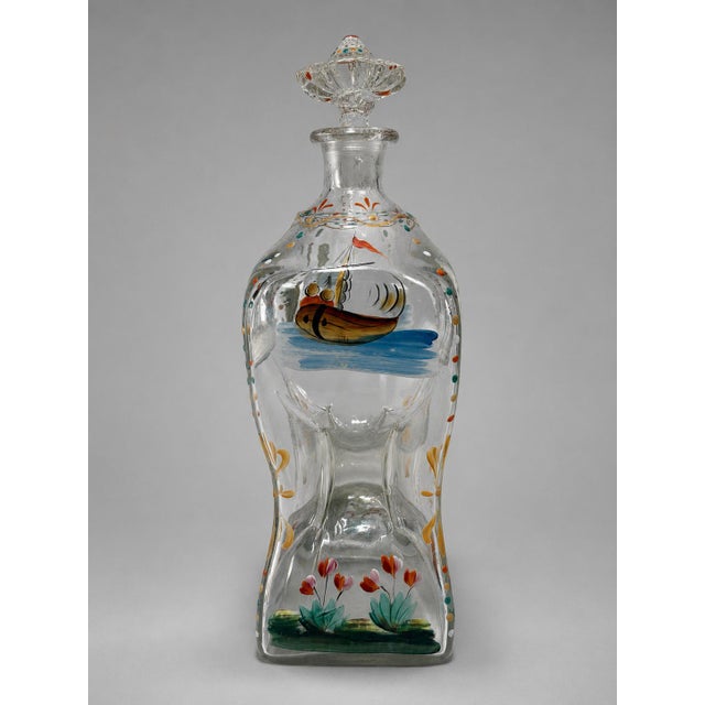Glass 12 Pc, Polychrome Enamel-Painted Glass Liqueur Service, Continental C. 1920 For Sale - Image 7 of 10
