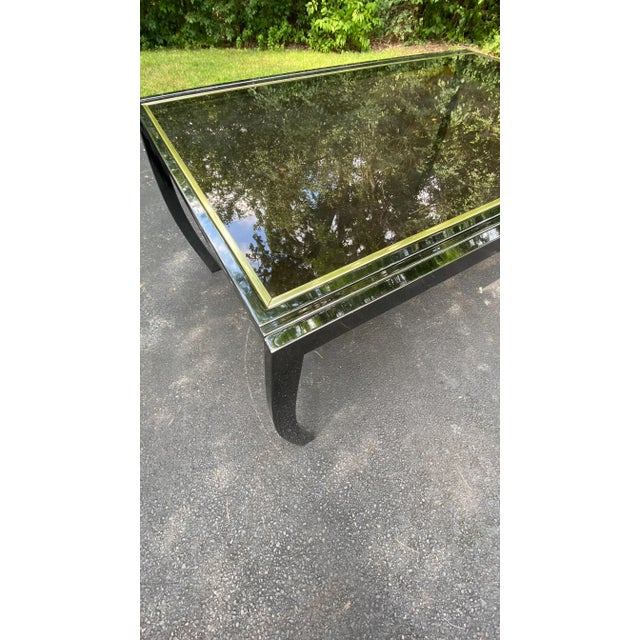 Postmodern Design Institute of America expandable glass dining table in brass and chrome gun metal finish Dramatic...