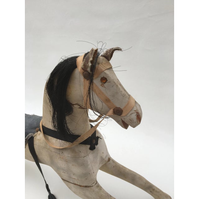 C 1900 Antique Wooden Dapple Gray Painted Hobby Horse For Sale - Image 12 of 13