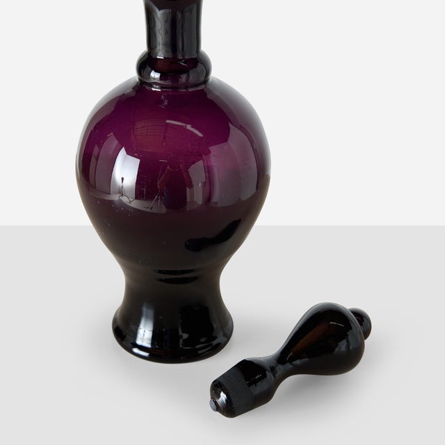 Mid 20th Century Amethyst Glass Decanter For Sale - Image 4 of 5