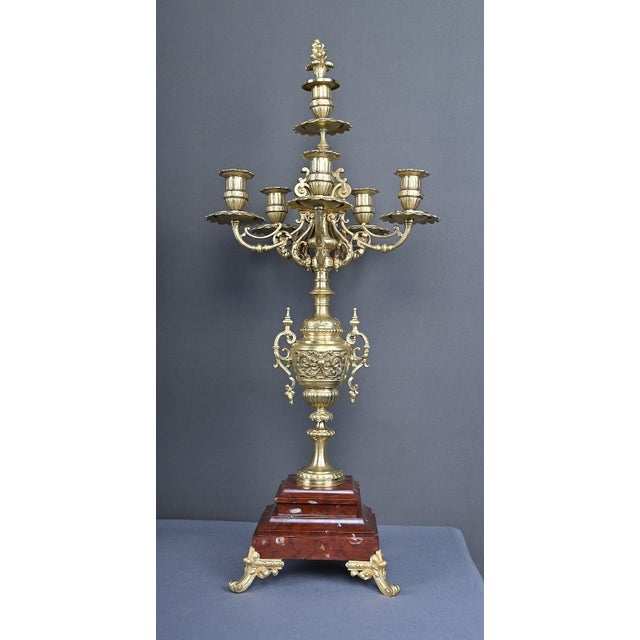 Metal Renaissance Style Bronze Candelabras, 1920, Set of 2 For Sale - Image 7 of 18