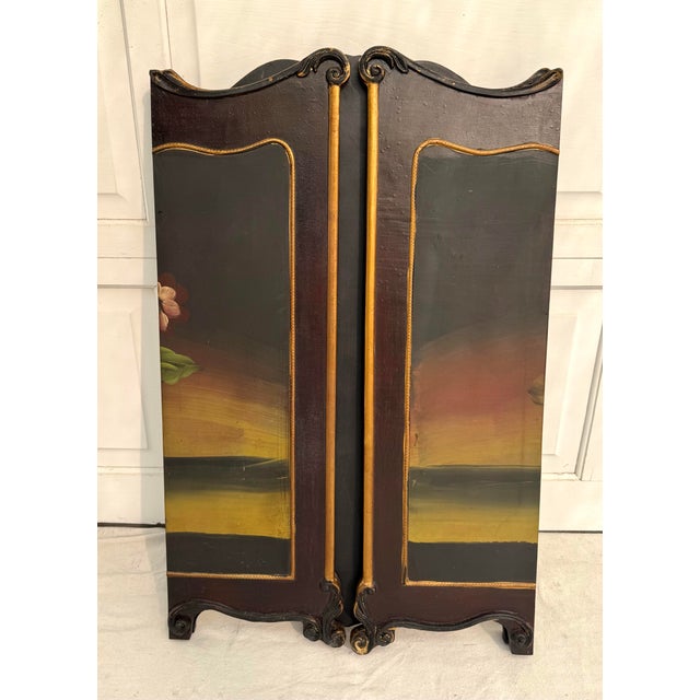 Vintage Florentine Style Hand-Painted Folding Fireplace Screen For Sale - Image 10 of 10