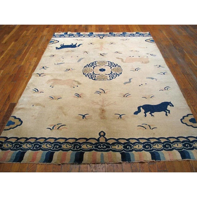 Early 20th Century Chinese Peking Carpet ( 5'2" x 7'10" - 158 x 239 ) Ivory Beige Cream White 1930s Hand Knotted Pile...
