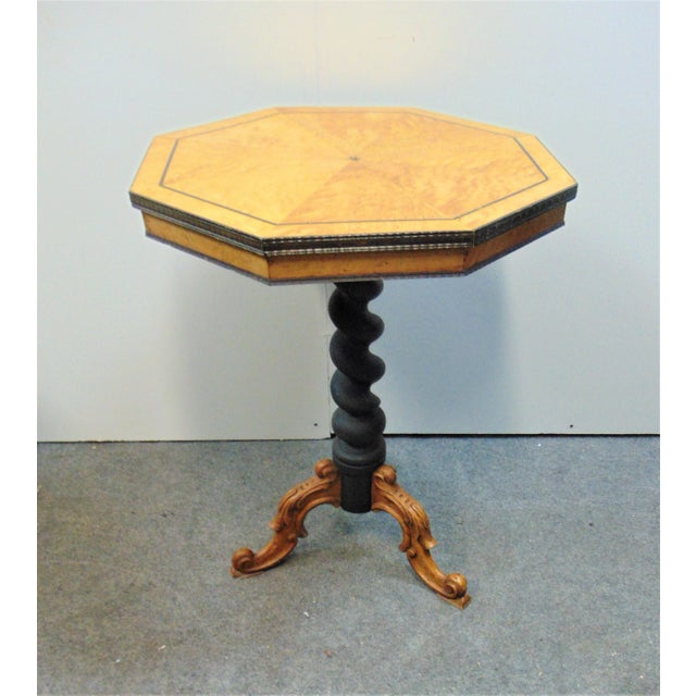 Wood 19th C Beidermier Birdseye Maple Ebonized Table For Sale - Image 7 of 7