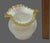 Fenton Art Glass Company Vintage Fenton Milk-Glass Crimped Ruffled Amber Yellow Edge Rose-Bowl Vase For Sale - Image 4 of 5