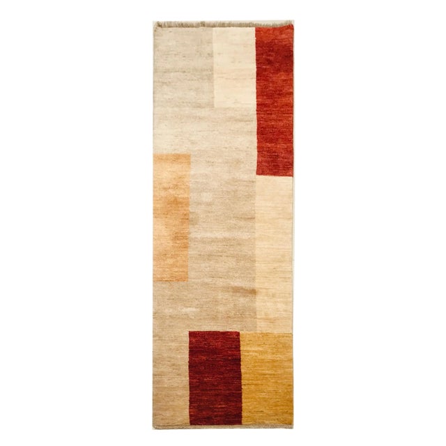 Vintage rug hand-knotted wool perfectly matched colors like Beige, Red, and Yellow. The rug has never been used.