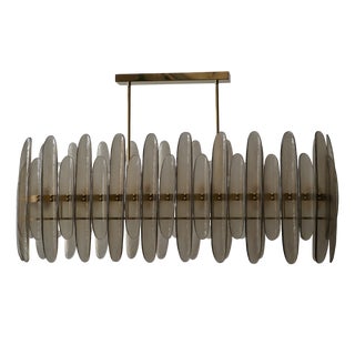 Mid-Century Murano Smoky Art Glass Rectangular Chandelier, 2000s For Sale