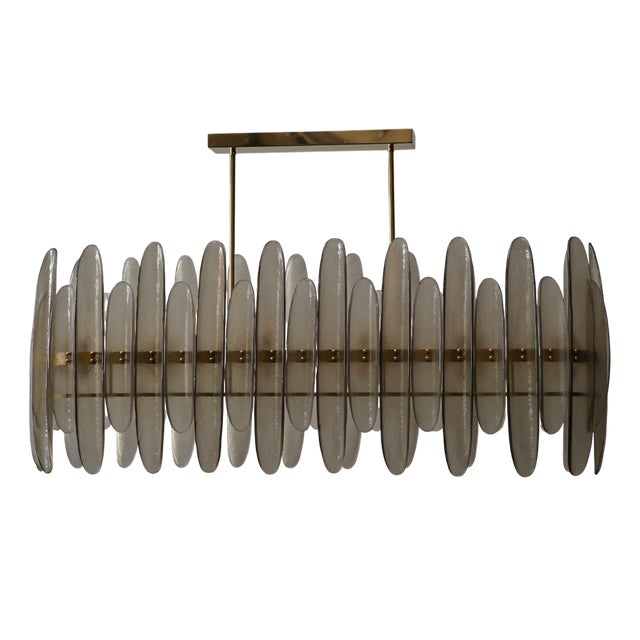Mid-Century Murano Smoky Art Glass Rectangular Chandelier, 2000s For Sale