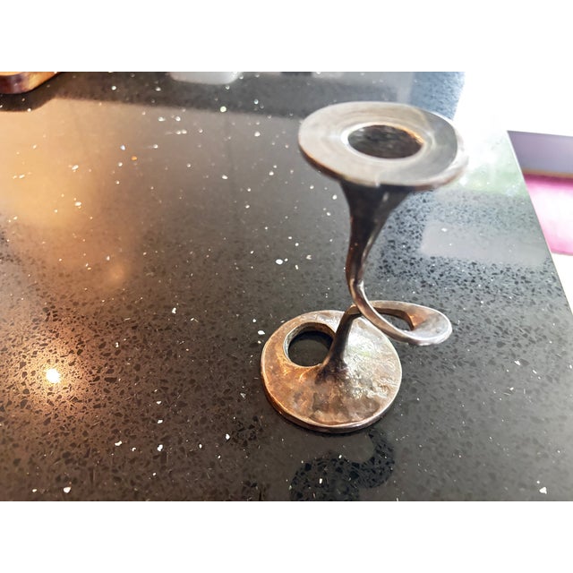 Metal Brutalist Silver-Plated Metal Candlestick from the Amadeus Series by Kurt Jesch, Italy, 1960 For Sale - Image 7 of 12