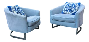 Pair of Mid-Century Chrome Strap Barrel Lounge Chairs Attributed to Finn Andersen for Selig