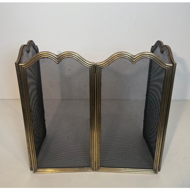 Metal Neoclassical Style Brass Fireplace Screen and 4 Grate Panels For Sale - Image 7 of 12