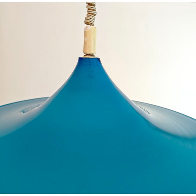 Italian Vintage Blue and White Murano Glass Pendant Lamp, 1960s For Sale - Image 9 of 12
