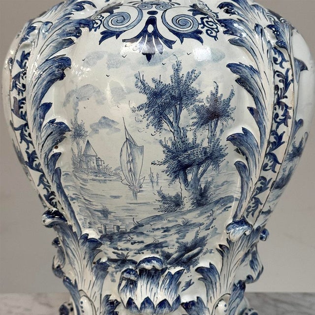Ink Blue 18th Century Hand-Painted Delft Jardinière, Signed LVD For Sale - Image 8 of 18