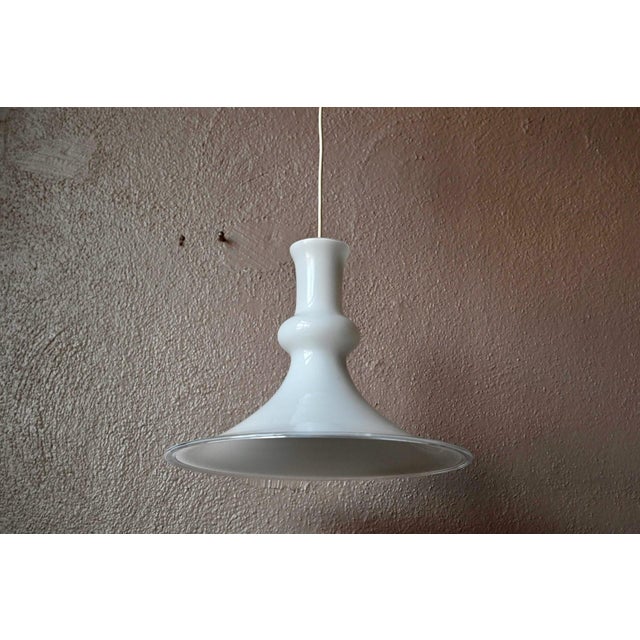 White Danish Blown Glass Pendant Lamp by Mickael Bang Holmegaard for Royal Copenhagen, 1970s For Sale - Image 8 of 12