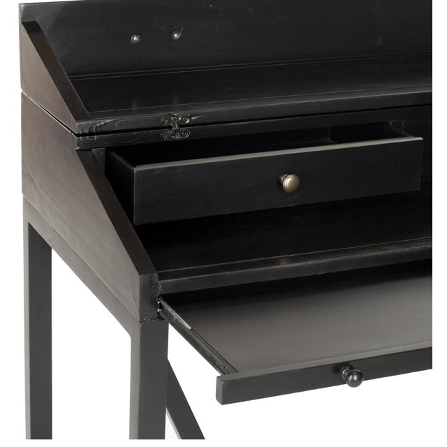 Safavieh Wyatt Writing Desk in Black with Custom Velvet-Lined Drawers A handsome, compact writing desk that combines the...