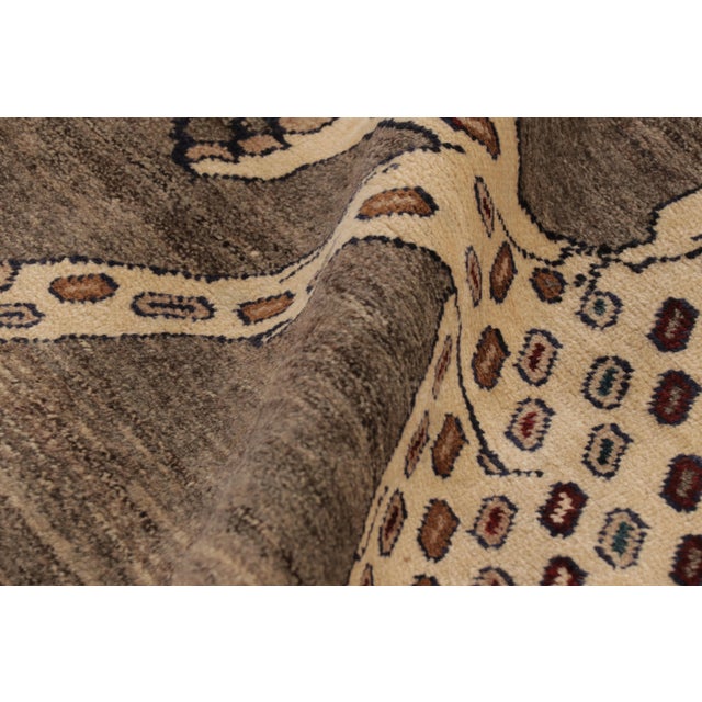 Textile Vintage Gabbeh Persian Runner, Gray With Tribal Lion Pictorial - Rug & Kilim For Sale - Image 7 of 10