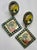 Clip-on costume drop earrings from the 80s. These are laminated printed paper under clear acrylic on a metal frame. Very...