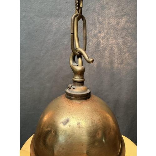 Art Deco Floral Glass and Brass Pendant Lamp For Sale - Image 6 of 8