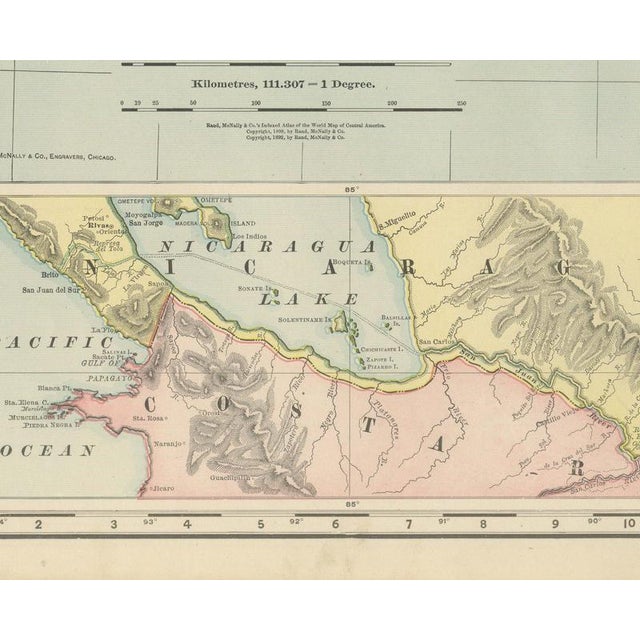 Antique Map of Central America with Proposed Nicaragua Canal, 1899 For Sale - Image 4 of 12