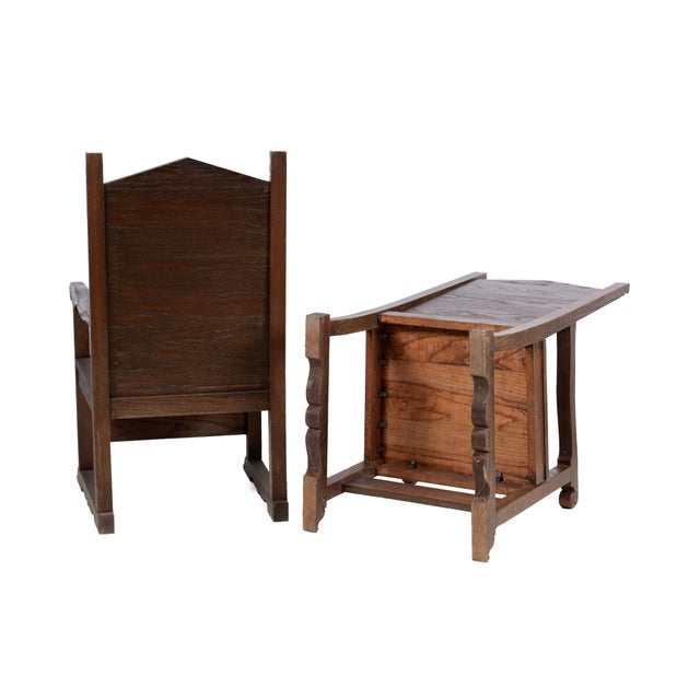 Wood Pair of Antique North European Carved Oak Wainscot Chairs - 19th Century - 26" X 23" X 43" For Sale - Image 7 of 7