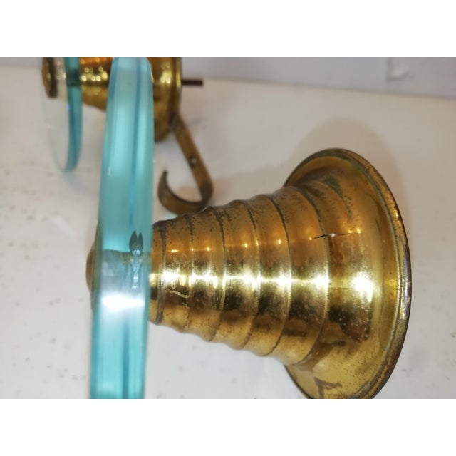 Vintage Italian Glass and Brass Coat Rack from Fontana Arte, 1950s, Set of 4 For Sale - Image 6 of 12