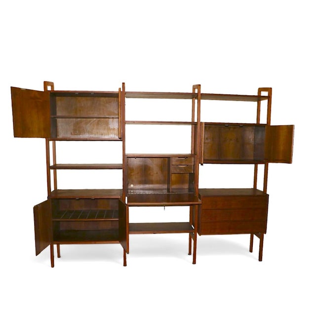 Mid-Century Modern Freestanding Mid Century Danish Modern Style Wall Unit C. 1950/60's For Sale - Image 3 of 18