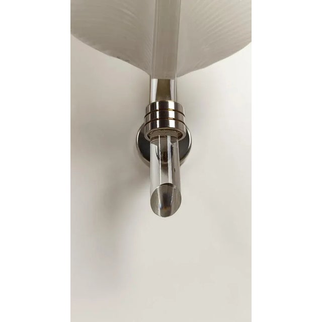 Mid 20th Century Modern White Striped Murano Glass Leaf Sconce, Italy, 1960s For Sale - Image 15 of 18