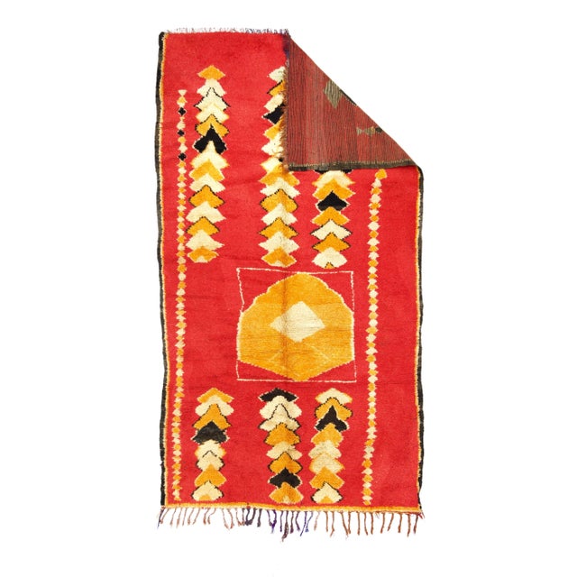 Mid Century Moroccan Rug 4'7" x 8’5”. Comprising both the nomadic Berber rugs of the Atlas Mountains, with very thick...