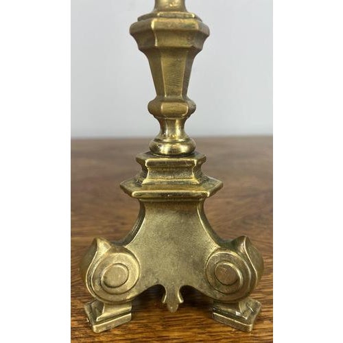 Vintage French Decorative Brass Candleholders, Set of 2 For Sale - Image 6 of 9