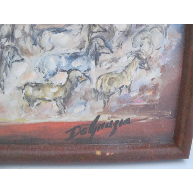 This is a handcrafted reproduction painting of Ted Degrazia's SW, Arizona painting, "Bringing in the Sheep, Monument...