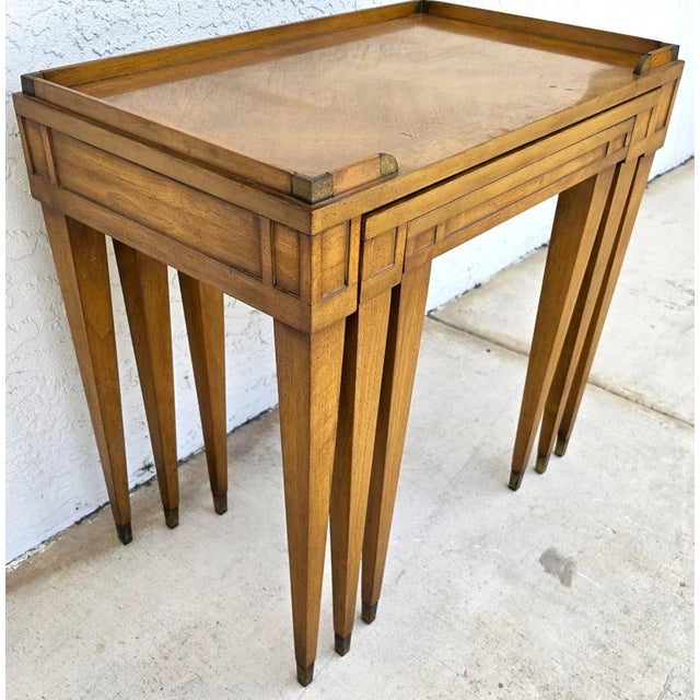 1960s Mid Century Modern Walnut Nesting Tables by Heirloom Weiman Collection For Sale In Miami - Image 6 of 18