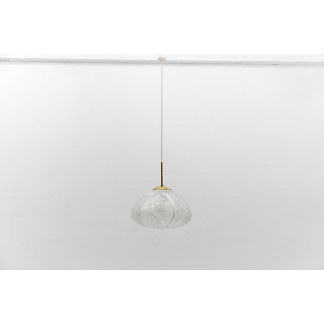 Mid-Century Modern Large Ice Glass Pendant Lamp from Doria Leuchten, Germany, 1960s For Sale - Image 3 of 11