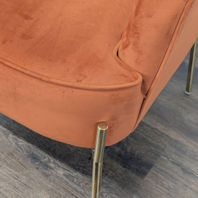 Terra Cotta New Pacific Direct Modern Lounge Chair With Brass Legs, Rust Velvet For Sale - Image 8 of 9
