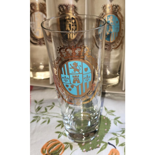 Federal Glass 1950s Federal Glass High Ball Glasses Camelot Pattern New in Box - Set of 8 For Sale - Image 4 of 4
