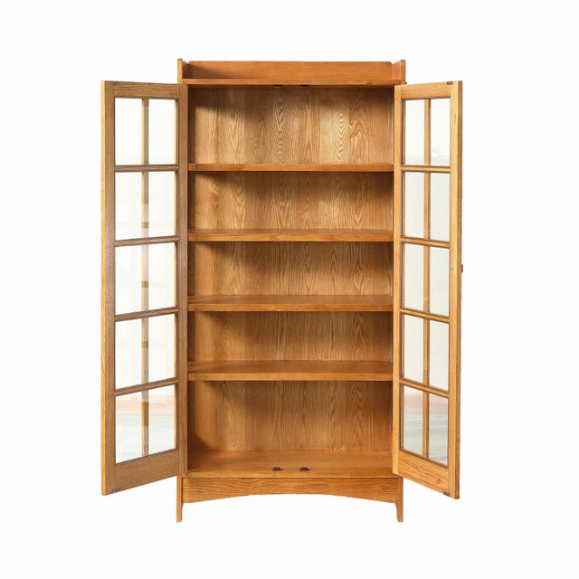 Mission Oak Display China Cabinet / Bookcase - Michael's Cherry - 39"w For Sale - Image 10 of 10