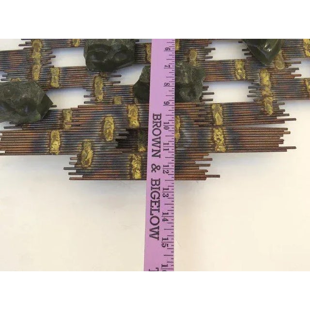 1940s Mid-Century Wall Sculpture Metal Green Resin Brutalist For Sale In Denver - Image 6 of 9