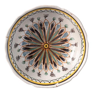Polychrome Rosette Salad Bowl For Sale
