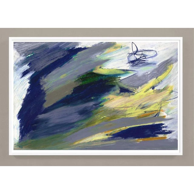 Abstract Expressive Abstract Horizontal Painting in Navy and Earth Tones - Unframed 55" X 40" Print For Sale - Image 3 of 4